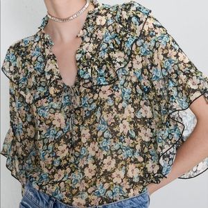 Zara Floral Print Ruffled Blouse